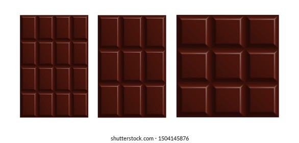 Dark bitter chocolate bars isolated on white