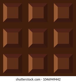 Dark bitter chocolate seamless pattern. Milk chocolate squares background. Sweet dessert wallpaper. Graphic design element for web, packaging, poster, flyer, dessert advertisement. Vector illustration