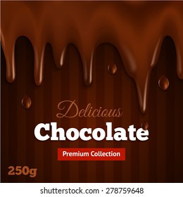 Dark bittersweet melted premium collection chocolate background print for delicious fondue dippers dessert recipe abstract vector illustration