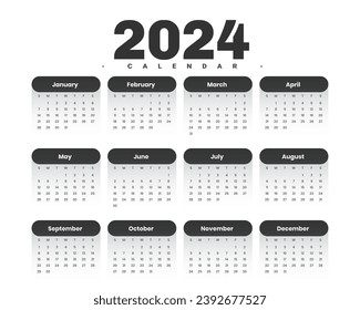 dark black 2024 desk calendar template design optimized workspace vector