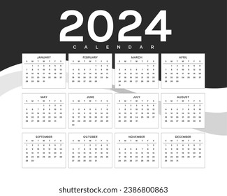 dark black 2024 monthly planner template stay organized and focused vector