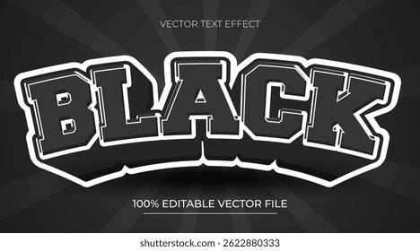 Dark black 3d editable text style effect premium vector