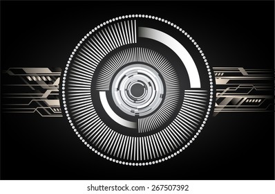 dark black abstract background. circles of glowing pixels, concentric circles. vector illustration. digital. Light Technology for computer graphic website internet. circuit.