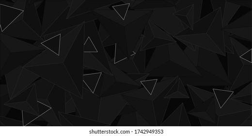 Dark Black Abstract Background  With Geometric Shapes