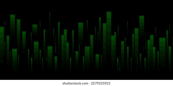 Dark black abstract background with dark green glowing diagonal shapes lines, dynamic shapes composition design background vector illustration.
