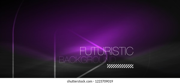 Dark black abstract background with neon colors and lines, vector design