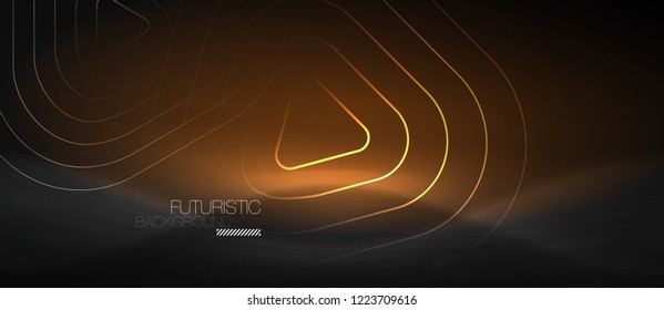 Dark black abstract background with neon colors and lines, vector design