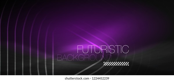 Dark black abstract background with neon colors and lines, vector design