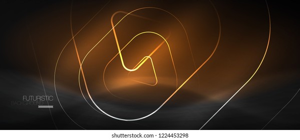Dark black abstract background with neon colors and lines, vector design