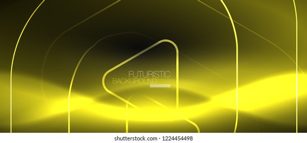Dark black abstract background with neon colors and lines, vector design