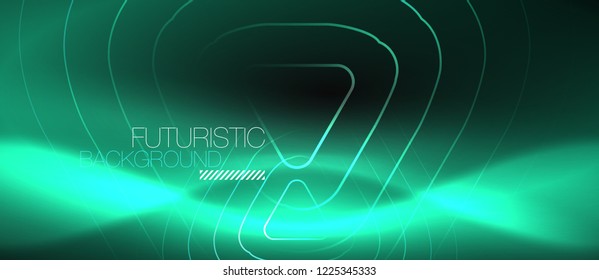 Dark black abstract background with neon colors and lines, vector design