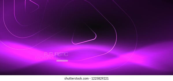 Fondo abstracto negro oscuro con colores y líneas de neón, diseño vectorial