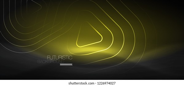 Dark black abstract background with neon colors and lines, vector design