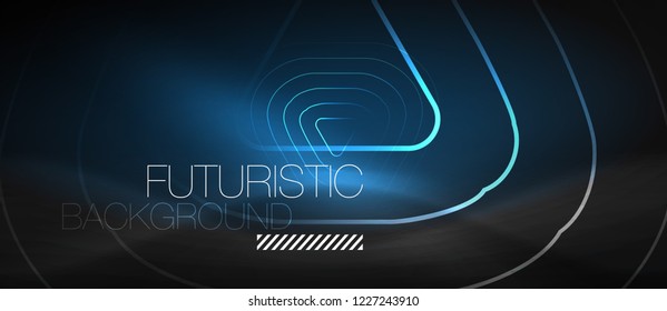 Dark black abstract background with neon colors and lines, vector design