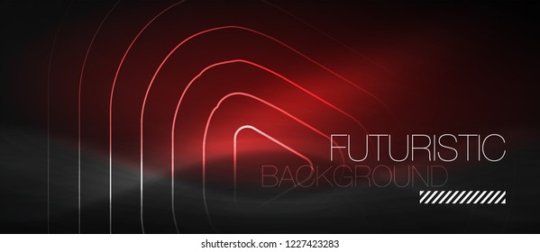 Dark black abstract background with neon colors and lines, vector design