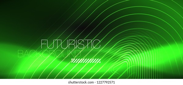 Dark black abstract background with neon colors and lines, vector design