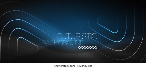 Dark black abstract background with neon colors and lines, vector design