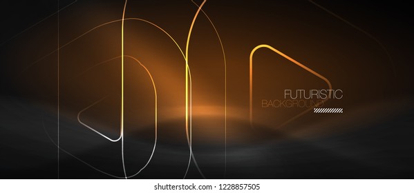 Fondo abstracto negro oscuro con colores y líneas de neón, diseño vectorial