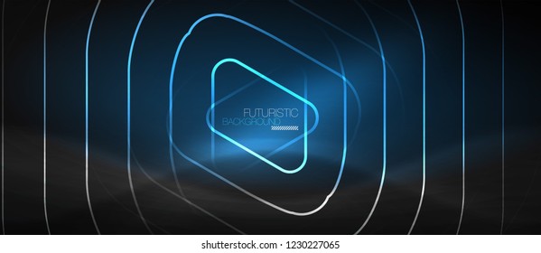 Dark black abstract background with neon colors and lines, vector design
