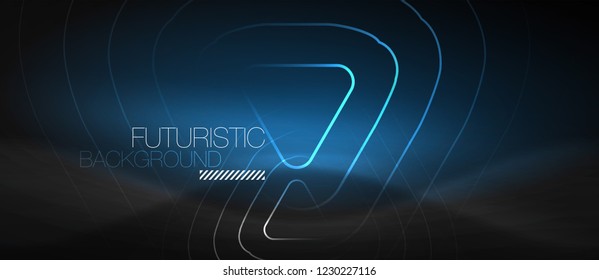 Dark black abstract background with neon colors and lines, vector design