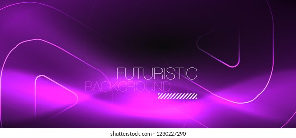 Dark black abstract background with neon colors and lines, vector design