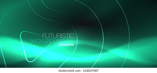 Dunkel schwarz abstrakter Hintergrund mit Neon-Farben und -Linien, Vektordesign