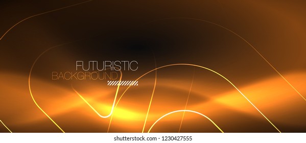 Dark black abstract background with neon colors and lines, vector design