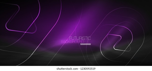 Dark black abstract background with neon colors and lines, vector design