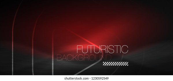 Dark black abstract background with neon colors and lines, vector design