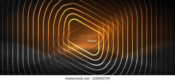 Fondo abstracto negro oscuro con colores y líneas de neón, diseño vectorial