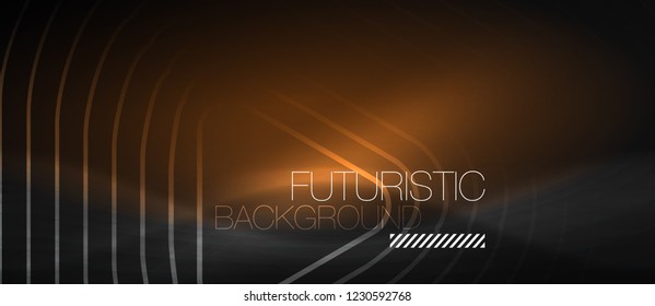 Dark black abstract background with neon colors and lines, vector design