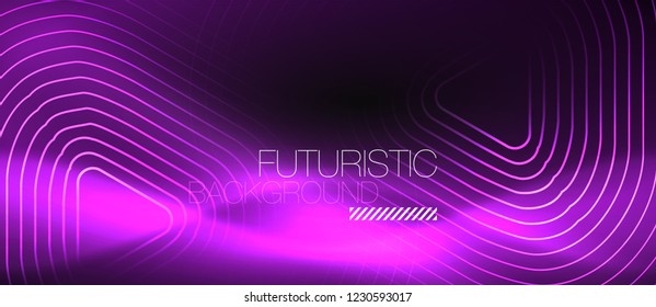 Dark black abstract background with neon colors and lines, vector design