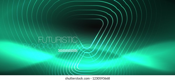 Dark black abstract background with neon colors and lines, vector design