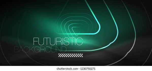 Dark black abstract background with neon colors and lines, vector design