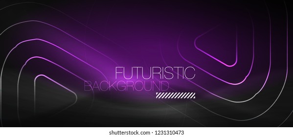 Dark black abstract background with neon colors and lines, vector design