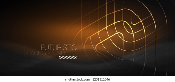 Dark black abstract background with neon colors and lines, vector design