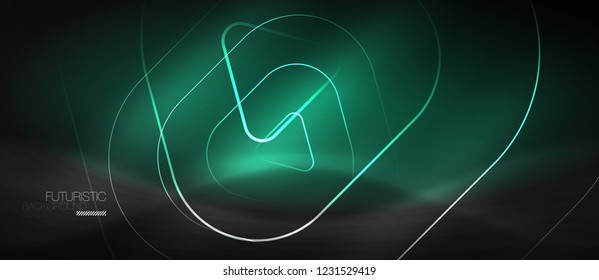 Dark black abstract background with neon colors and lines, vector design