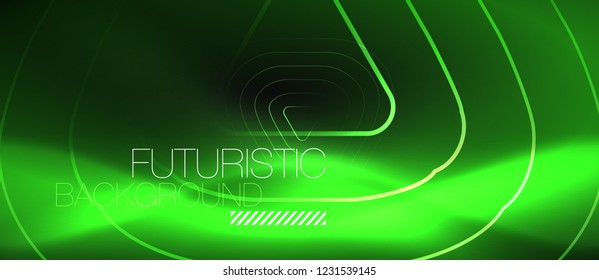Dark black abstract background with neon colors and lines, vector design