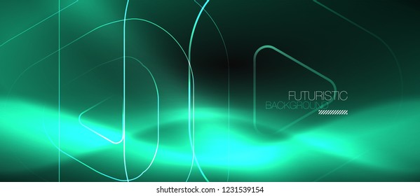 Dunkel schwarz abstrakter Hintergrund mit Neon-Farben und -Linien, Vektordesign