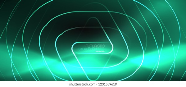 Dark black abstract background with neon colors and lines, vector design
