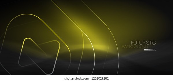 Fondo abstracto negro oscuro con colores y líneas de neón, diseño vectorial