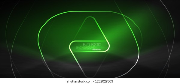 Fondo abstracto negro oscuro con colores y líneas de neón, diseño vectorial