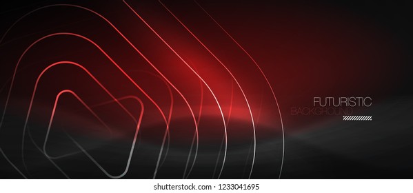 Fondo abstracto negro oscuro con colores y líneas de neón, diseño vectorial
