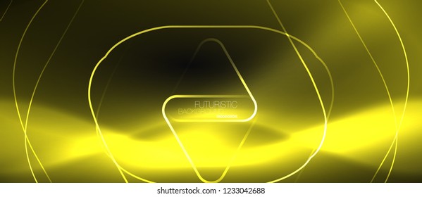 Dark black abstract background with neon colors and lines, vector design
