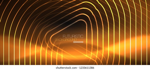 Dark black abstract background with neon colors and lines, vector design