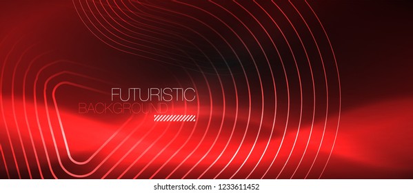 Dark black abstract background with neon colors and lines, vector design