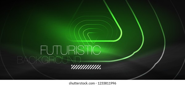 Dark black abstract background with neon colors and lines, vector design