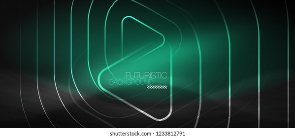 Dark black abstract background with neon colors and lines, vector design