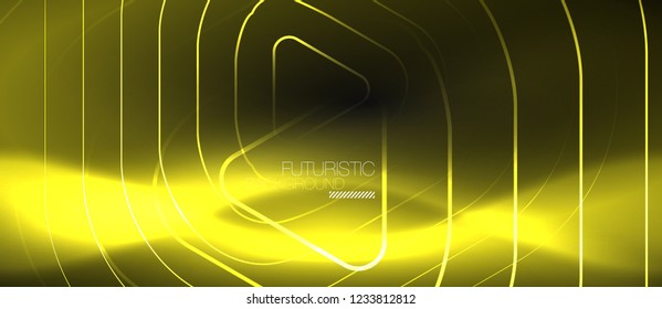 Fondo abstracto negro oscuro con colores y líneas de neón, diseño vectorial