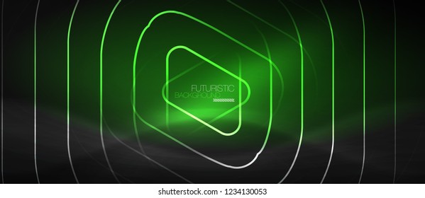 Dark black abstract background with neon colors and lines, vector design